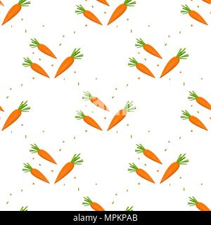 Realistic Detailed 3d Fresh Raw Carrots Seamless Pattern Background on a White Healthy Food Vitamin Vegetable Concept. Vector illustration of Orange C Stock Vector