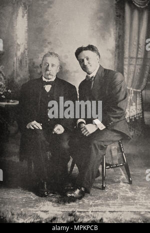 Photo Taken July 5, 1911 of magicians Ira Davenport and Harry Houdini in Houdini's book 'A Magician Among the Spirits' (1924) Stock Photo