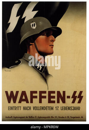 German Nazi Vintage Propaganda Poster - Join the Waffen-SS Stock Photo