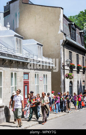 Quebec City Canada,Canadian,North America,American,Upper Town,Rue Donnacona,historic buildings,city skyline cityscape,student students education pupil Stock Photo