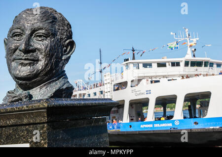 Quebec Canada,St. Lawrence River,Old Port,Traverse Quebec Levis,memorial bust,Canada070710160 Stock Photo