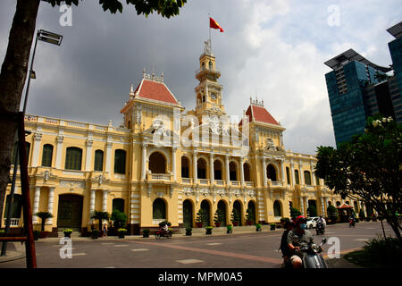 The City Hall styled in French architecture, here in the centre of Ho Chi Minh City, Vietnam Stock Photo