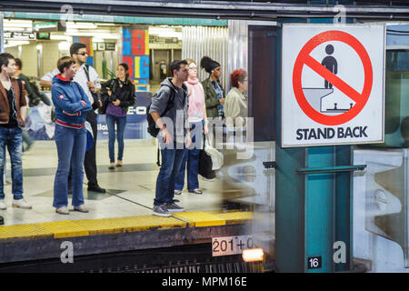 Toronto Canada,TTC subway,Bloor Yonge Station,Yonge Yellow Line,public transportation,platform,tracks,passenger passengers rider riders,commuter,commu Stock Photo
