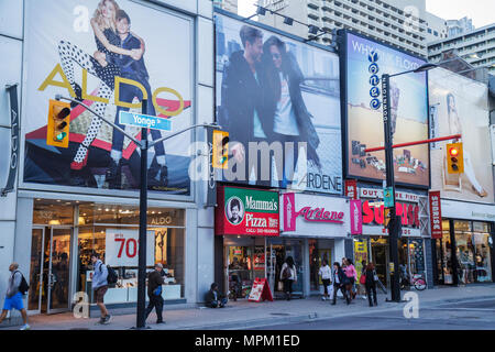 Toronto Canada,Yonge Street,Downtown Yonge,street scene,shopping shopper shoppers shop shops market markets marketplace buying selling,retail store st Stock Photo