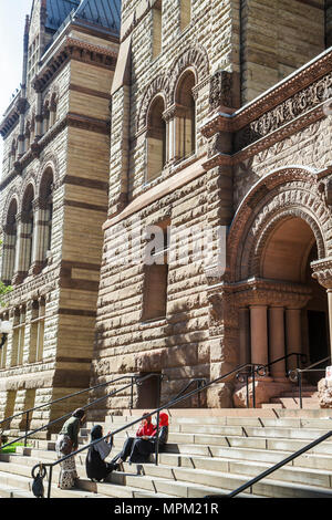 Toronto Canada,Queen Street West,Old City Hall,building,1899,historic municipal buildingNational historic Site,architect Edward Lennox,stairs,entrance Stock Photo