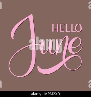 Hello June lettering. Elements for invitations, posters, greeting cards. Seasons Greetings Stock Vector