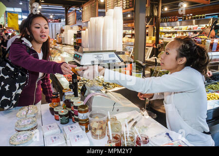 Toronto Canada,St. Lawrence market,shopping shoppers shop shops buying selling,store stores business businesses,vendor vendors,stall stalls booth deal Stock Photo