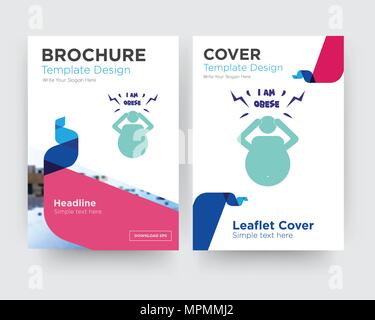 obesity brochure flyer design template with abstract photo background, minimalist trend business corporate roll up or annual report Stock Vector