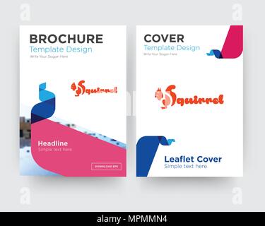 squirrel brochure flyer design template with abstract photo background, minimalist trend business corporate roll up or annual report Stock Vector