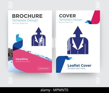 personal development brochure flyer design template with abstract photo background, minimalist trend business corporate roll up or annual report Stock Vector