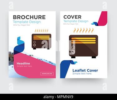 heater brochure flyer design template with abstract photo background, minimalist trend business corporate roll up or annual report Stock Vector