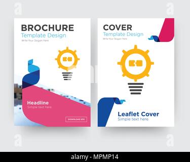problem management brochure flyer design template with abstract photo background, minimalist trend business corporate roll up or annual report Stock Vector