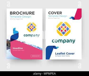 free brochure flyer design template with abstract photo background, minimalist trend business corporate roll up or annual report Stock Vector