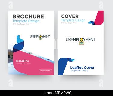 unemployment brochure flyer design template with abstract photo background, minimalist trend business corporate roll up or annual report Stock Vector