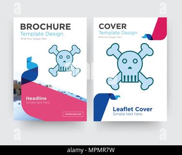 skull and crossbones brochure flyer design template with abstract photo background, minimalist trend business corporate roll up or annual report Stock Vector