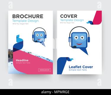 helpdesk brochure flyer design template with abstract photo background, minimalist trend business corporate roll up or annual report Stock Vector