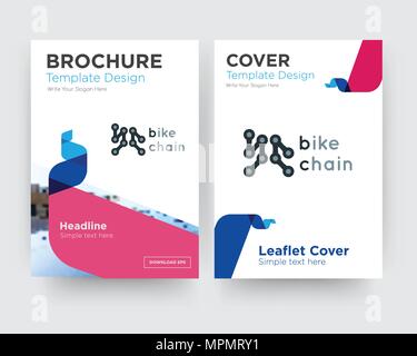 bike chain brochure flyer design template with abstract photo background, minimalist trend business corporate roll up or annual report Stock Vector
