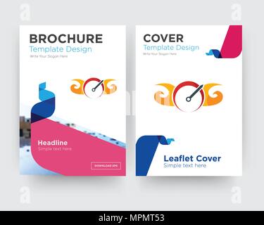 speedometer brochure flyer design template with abstract photo background, minimalist trend business corporate roll up or annual report Stock Vector