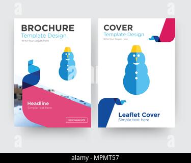 snowman brochure flyer design template with abstract photo background, minimalist trend business corporate roll up or annual report Stock Vector