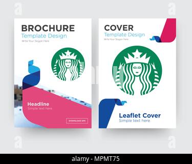 starbucks brochure flyer design template with abstract photo background, minimalist trend business corporate roll up or annual report Stock Vector