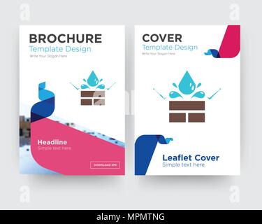 water resistant brochure flyer design template with abstract photo background, minimalist trend business corporate roll up or annual report Stock Vector