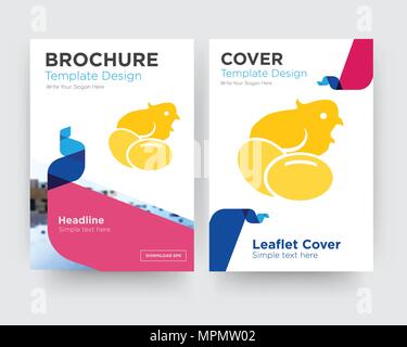 chick brochure flyer design template with abstract photo background, minimalist trend business corporate roll up or annual report Stock Vector