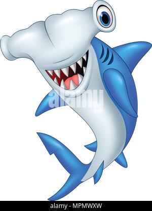 Cartoon hammerhead shark Stock Vector