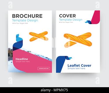 baguette brochure flyer design template with abstract photo background, minimalist trend business corporate roll up or annual report Stock Vector