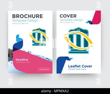 bank transfer brochure flyer design template with abstract photo background, minimalist trend business corporate roll up or annual report Stock Vector