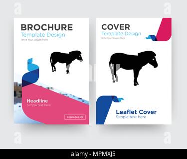 zebra brochure flyer design template with abstract photo background, minimalist trend business corporate roll up or annual report Stock Vector