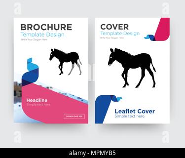 zebra brochure flyer design template with abstract photo background, minimalist trend business corporate roll up or annual report Stock Vector