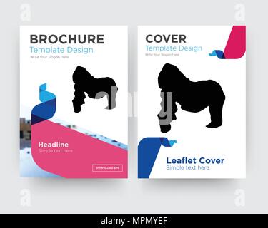 gorilla brochure flyer design template with abstract photo background, minimalist trend business corporate roll up or annual report Stock Vector