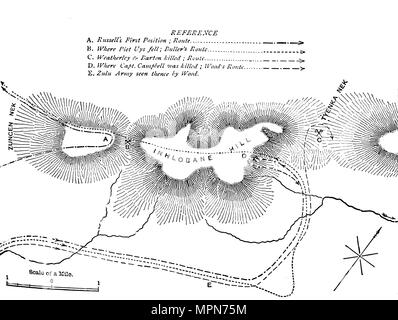 'Plan of the Fight on the Inhlobane Mountain, (March 28, 1979)', c1880. Artist: Unknown. Stock Photo