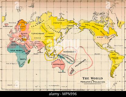 Map Of The World Jacques Bertins 1953 Projection Stock Illustration -  Download Image Now - iStock