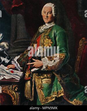 'Graf von Brühl 1700-1763. - Stich nach dem Gemälde von Silvestre', 1934. Artist: Unknown. Stock Photo