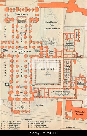 Floor plan of Durham Cathedral, Durham, England. From Old England: A ...