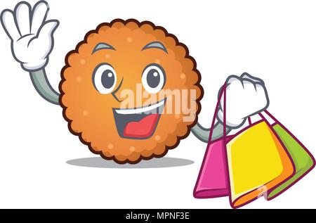 Shopping cookies character cartoon style Stock Vector