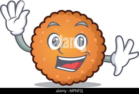 Waving cookies character cartoon style Stock Vector