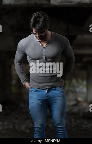 Macho handsome with muscular torso. Attractive guy muscular body. Proud of excellent  shape. Bodybuilder concept. Healthy and strong. Masculinity and sport. Improve  yourself. Man muscular athlete Stock Photo - Alamy