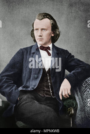 Johannes Brahms (1833-1897), German composer and pianist, c1866. Artist: Unknown. Stock Photo