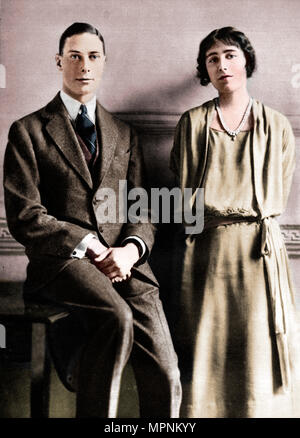 'Lady Elizabeth Bowes Lyon and the Duke of York upon the announcement of their engagement', 1923. Artist: Vandyk. Stock Photo