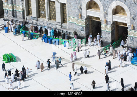 Pilgrims at The Gate of Al Haram of Al Kaaba in Mecca, Saudi Arabia Stock Photo