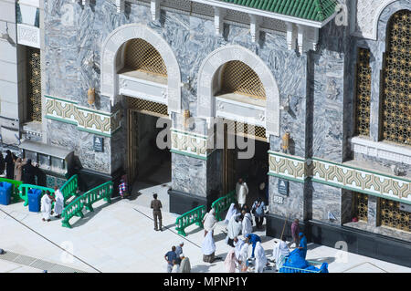 Pilgrims at The Gate of Al Haram of Al Kaaba in Mecca, Saudi Arabia Stock Photo