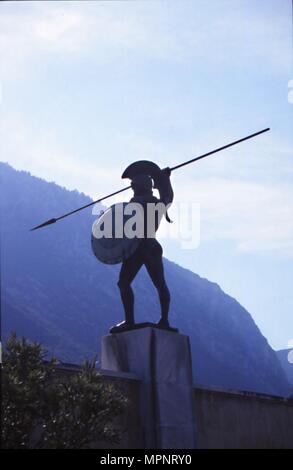 Bronze statue of Leonidas at Thermopylae, c20th century. Artist: Vasos Falireas. Stock Photo