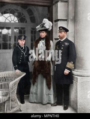 'Our Sailor King, His Consort, and the Sailor Heir to the Throne', 1910. Artist: Dinham. Stock Photo