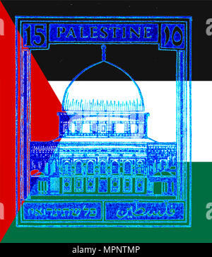 Palestine (British Mandate) pre 1948 stamp. Blue Dome of the rock Stock ...