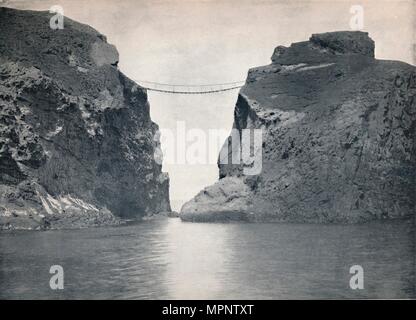 'Carrick-A-Rede - The Rope Bridge Across the Chasm', 1895. Artist: Unknown. Stock Photo