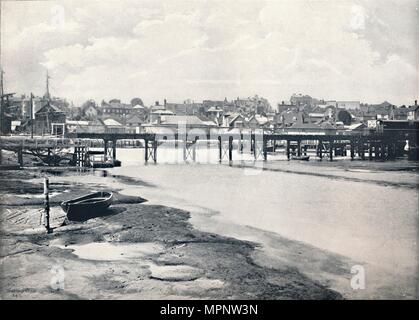 'Lymington - The Bridge and the Town, From the River', 1895. Artist: Unknown. Stock Photo