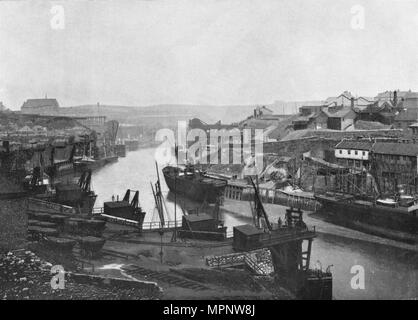 'Sunderland - Looking Up the River from the Bridge', 1895. Artist: Unknown. Stock Photo