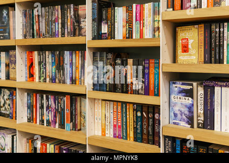 BUCHAREST, ROMANIA - APRIL 22, 2018: Wide Variety Of Books For Sale In Library Book Store Stock Photo